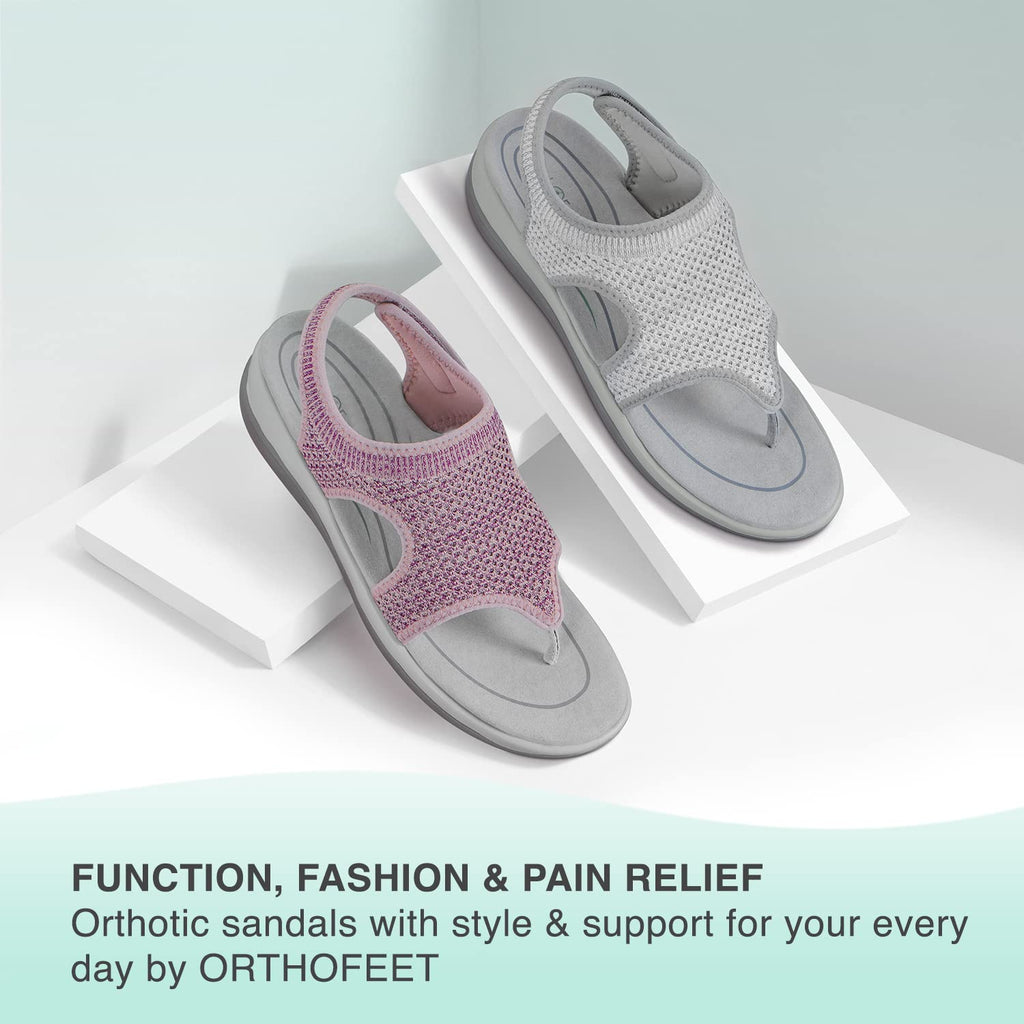 Orthofeet Womens Orthopedic Rose Knit Lyra Sandals, Size 5