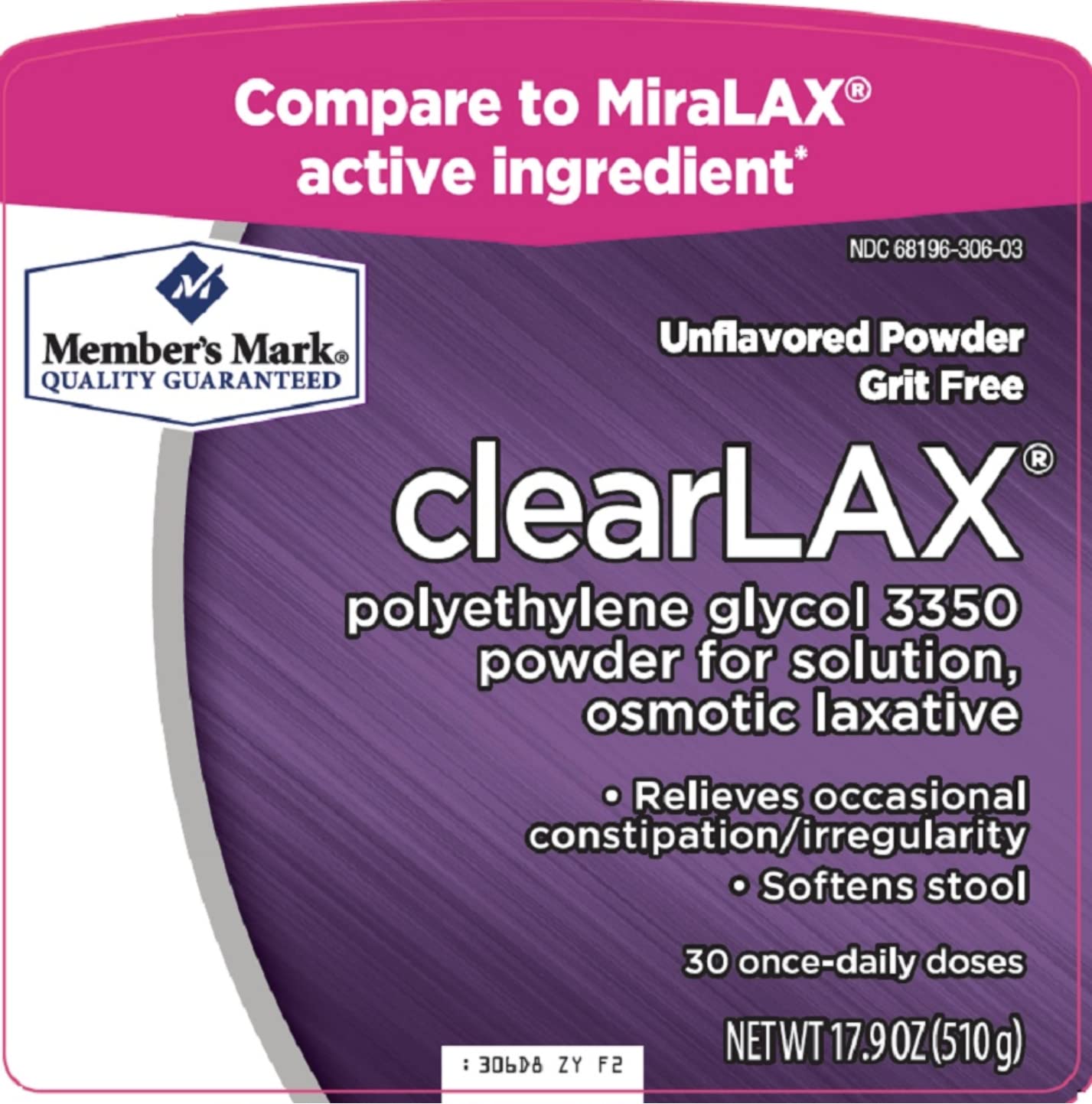 Members Mark Clearlax 2 Pack 17.9-Ounces each