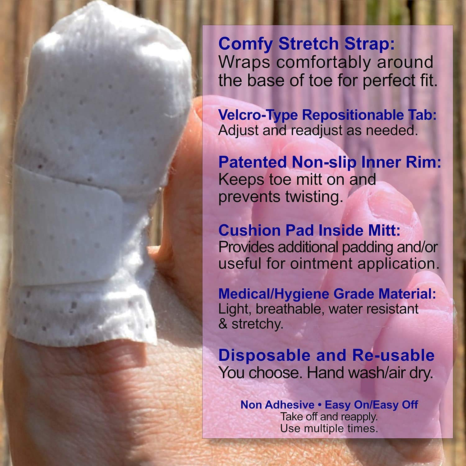 MediMitt ToeMitt Big Toe Bandages Non-Adhesive (Full Coverage Big Toe Bandage) (with Absorbent Pad, X-Large (Pack of 10))
