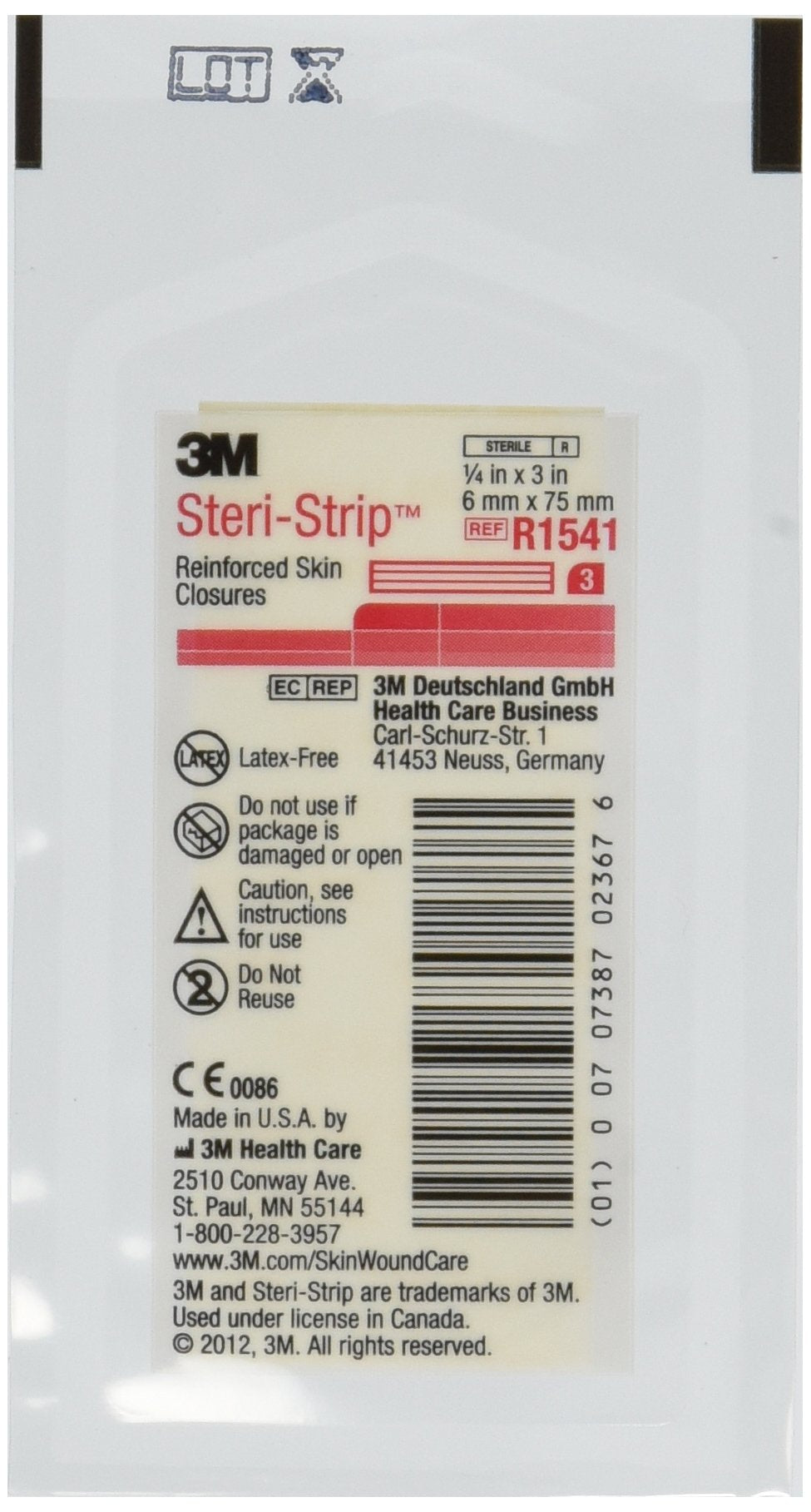 3M Steri Strip Skin Closures 1/4 X 3 - 10 Packages of 3