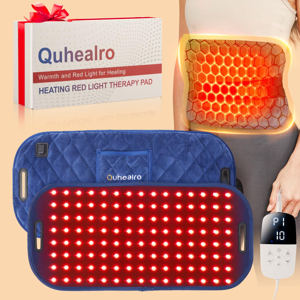 Quhealro Red Light Therapy for Body, Heating Pad Belt, 660nm & 850nm Red Light Near Infrared Heated Therapy Wrap for Lower Back 