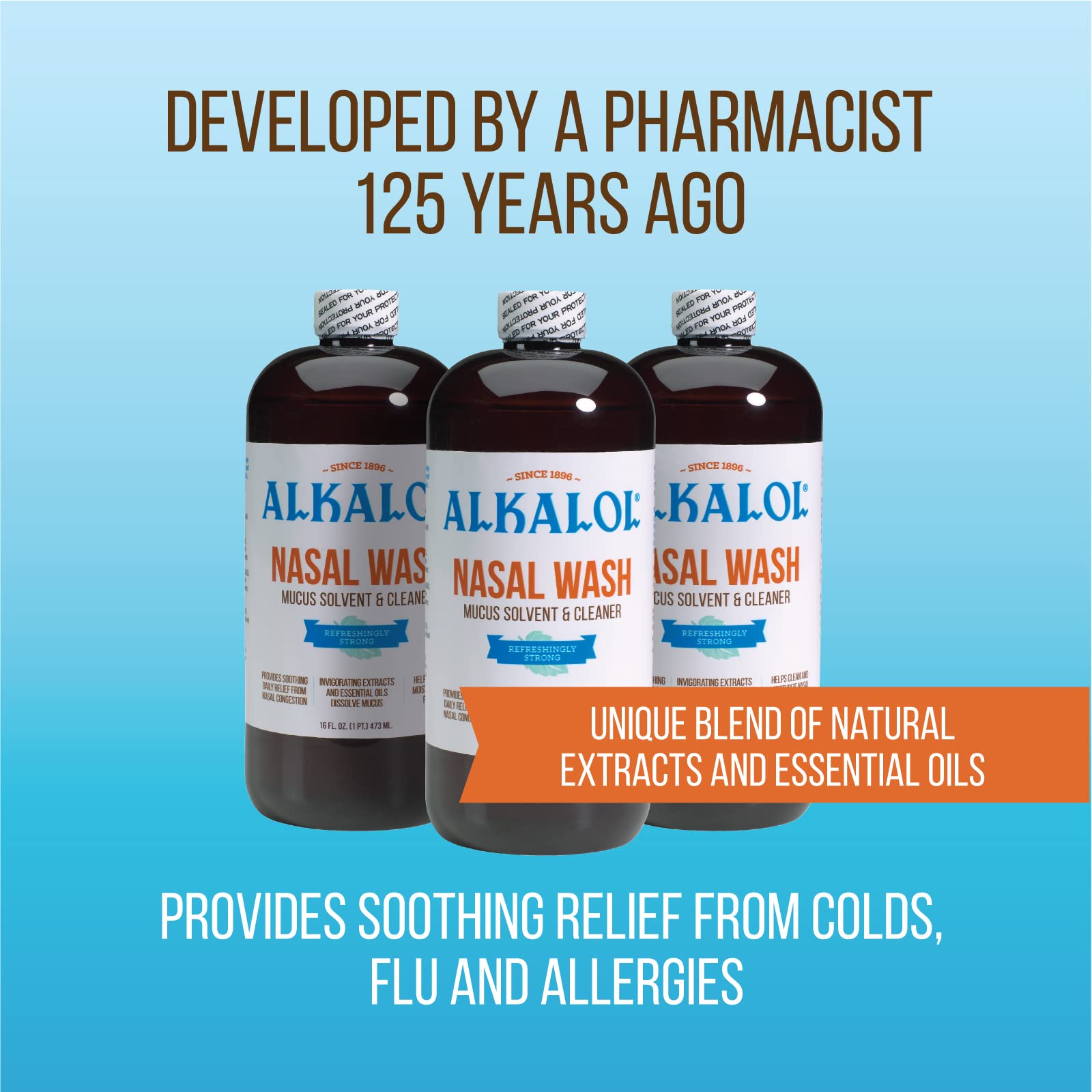 Alkalol Solution Original Nasal Wash, 3 Count -16 fl oz, 16 fl oz (pack of 3)