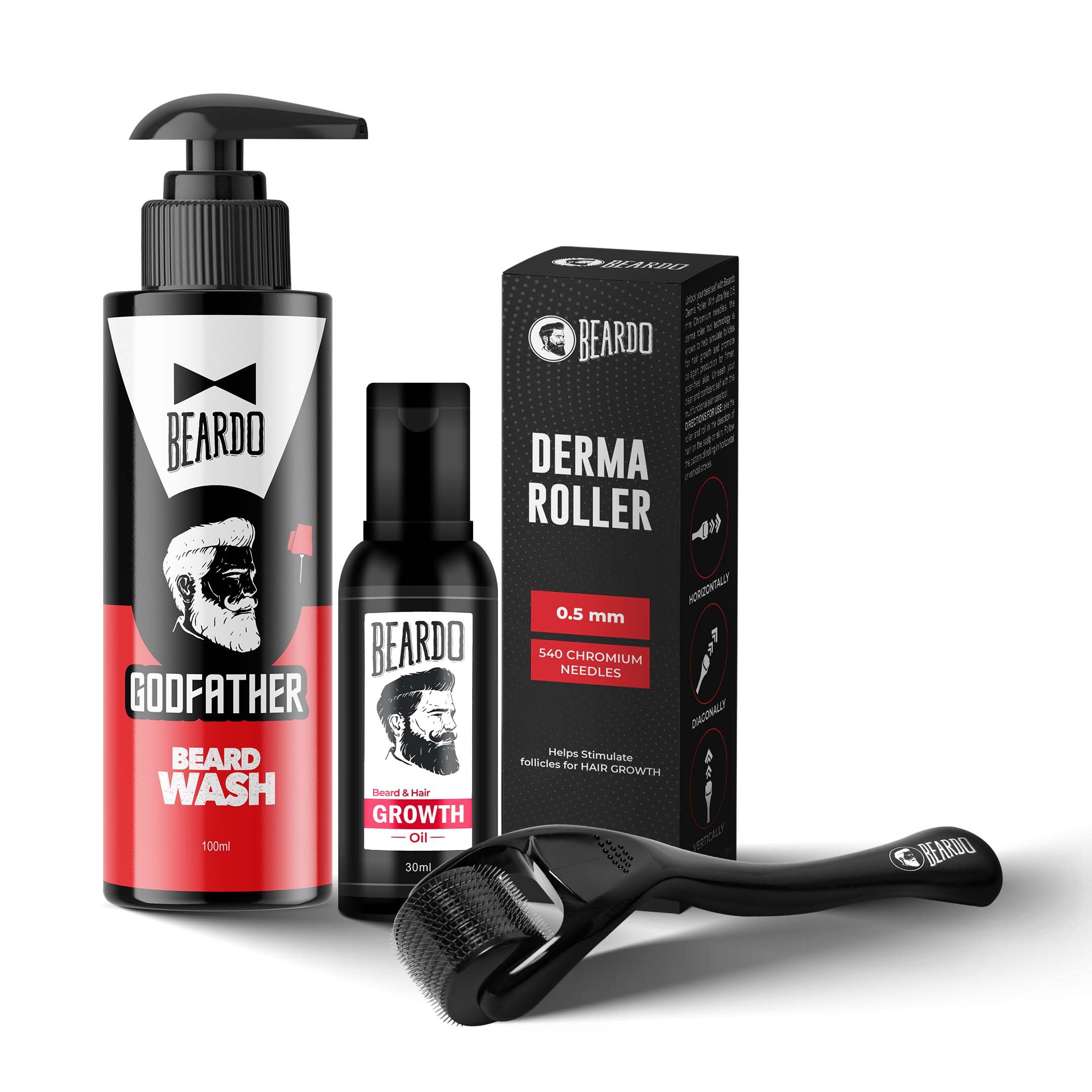 Beardo Don Growth Kit Beard Growth Oil, Beard Wash & Derma Roller 0.5Mm | Beard Care Kit For Men | Boosts Beard Growth | For Pa