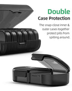 PULIV Extra Large Weekly Pill Organizer 2 Times a Day, One-Side Open Pill Box 7 Day for Easy Filling, Black Privacy Protection A