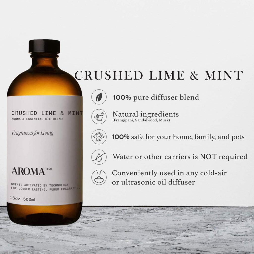 AromaTech Crushed Lime & Mint Aroma Oil for Scent Diffuser - 500 Milliliter