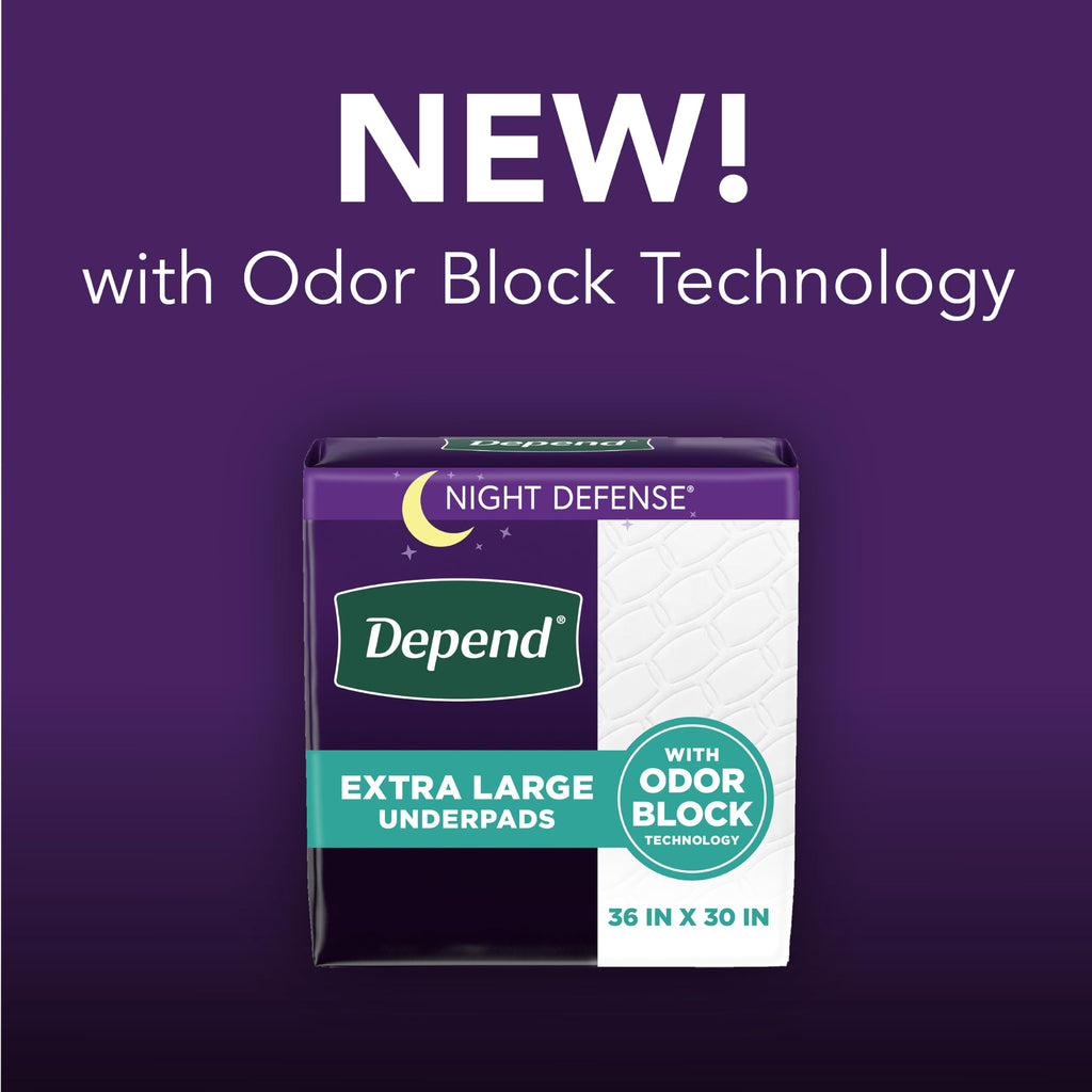 Depend Underpads XL, Disposable Incontinence Bed Pads for Adults, Slip Resistant, 36 x 30, 48 Count