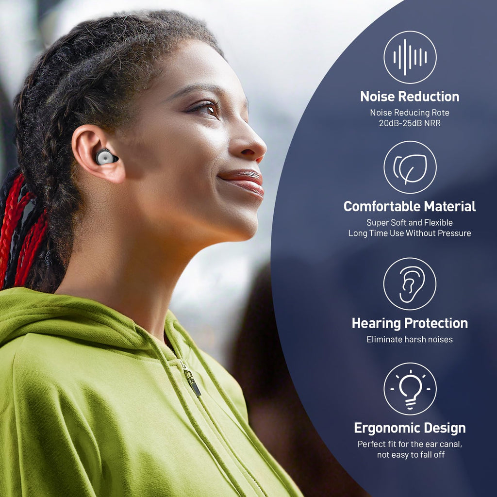 Yawsoy Concert Ear Plugs, 2 Pairs Silicone Reusable Soft High Fidelity Noise Cancelling Ear Plugs for Concerts, Festival, Sleep,