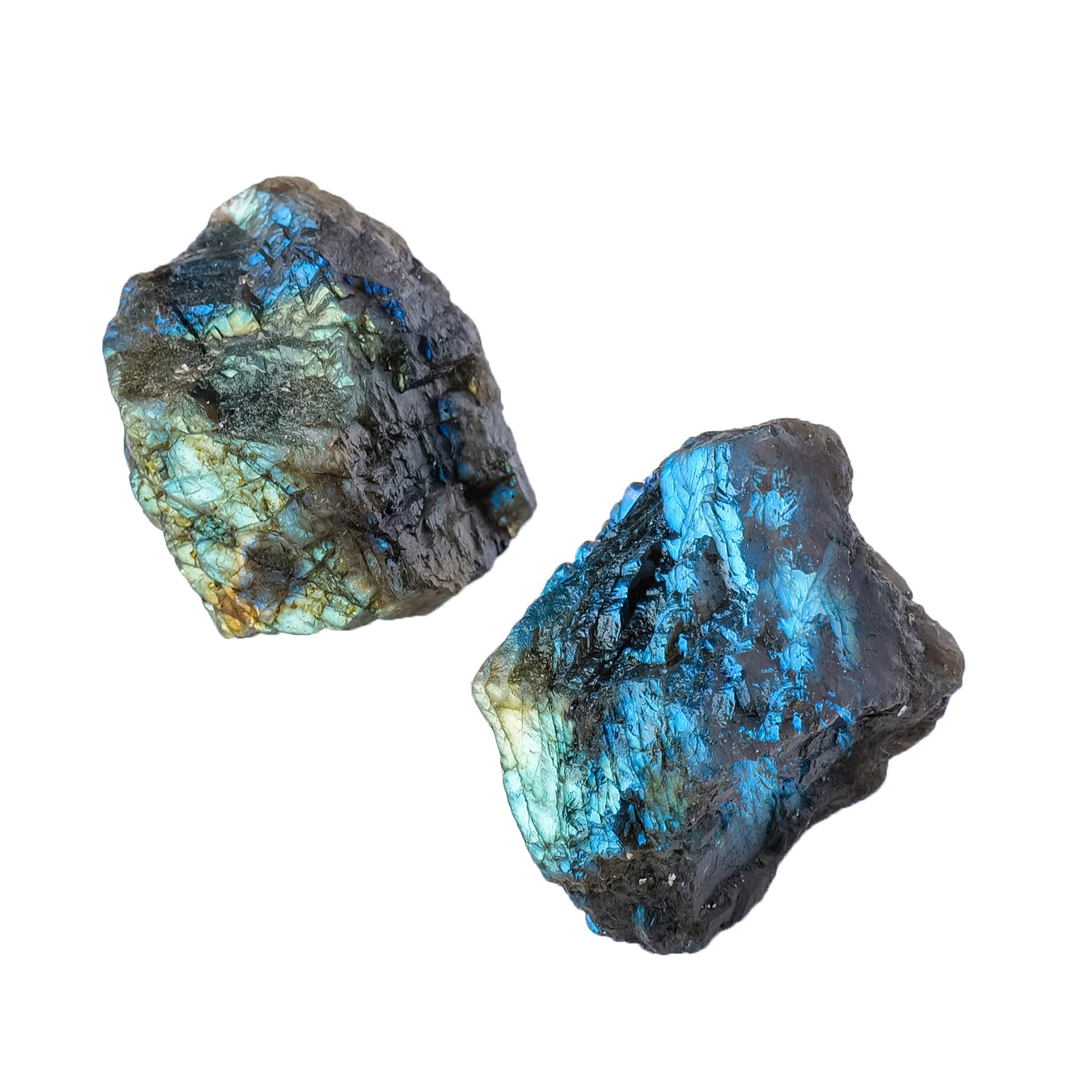 Apengshi Labradorite Raw Crystals 2PCS Natural Rough Rocks Healing Crystal and Stones DIY Raw Stones Meditation Fountain Garden 