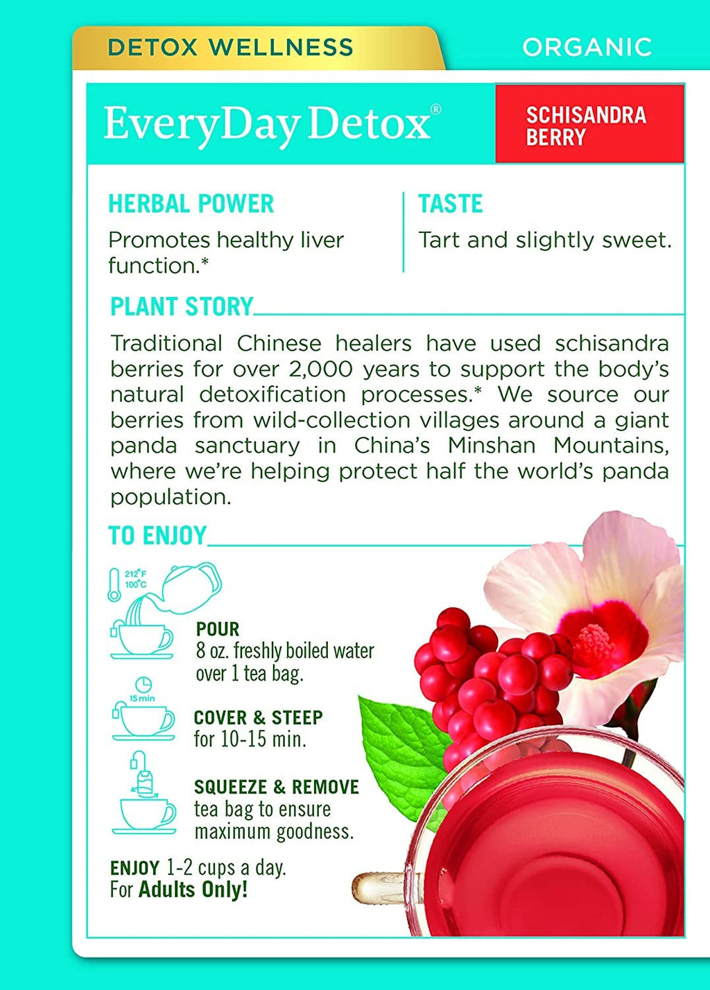 Traditional Medicinals Organic EveryDay Detox Schisandra Berry Herbal Tea, Supports Healthy Liver Function (16 Count (Pack of 2)