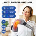Heated Shoulder Wrap with Massage, Shoulder Heating Pad for Rotator Cuff Frozen Shoulder, Cordless Shoulder Heating Pads Shoulde