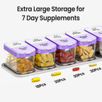 Daviky Large Pill Organizer 7 Day, Weekly XL Pill Box 2 Times a Day, Extra Big Medicine Case AM PM for Vitamins, Supplements and