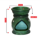 Pure Source India Handcrafted Soapstone Aroma Burner Oil Diffuser and 1 Tea Light Candle (Green)