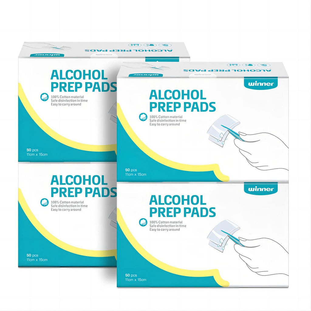 Winner Large Alcohol Prep Pads, 6 x 4 Alcohol Swabs Individually Wrapped, 4-Ply Cotton Alcohol Pads, 200 Count 70% Isopropyl Alc