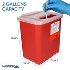Oakridge Products Large Sharps Container for Home Use and Professional 2 Gallon (3-Pack) with Sliding Top, Biohazard Needle and