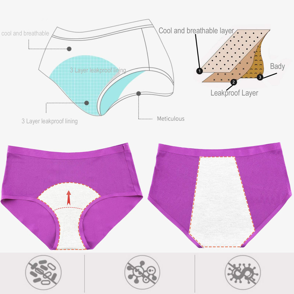 WBEAUTALLOVE Womens Mesh Period Panties High Waisted Menstrual Leak Proof Underwear Incontinence Protective Briefs(H-4-5-1,XX-La