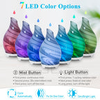 Essential Oil Diffuser 120ML Glass Ultrasonic Aromatherapy Oil Diffuser-Aroma Humidifier Glass Diffuser,7 Color Changing Light W