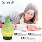 Essential Oil Diffuser 120ml Ultrasonic Aromatherapy Diffuser with Handmade Glass BPA Free, Auto Shut-Off 4 Timer Setting 7 Colo