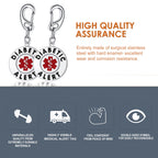 Divoti Diabetic Alert Bag Tag 1.25 - with Quick Clip | Pre-Engraved Stainless Steel Dual-Sided | Bold Lettering