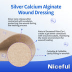 Niceful 5 Pcs Silver Calcium Alginate Wound Dressing 0.8x12, Ag Calcium Alginate Rope with Silver, HSA FSA Eligible, High Absorb