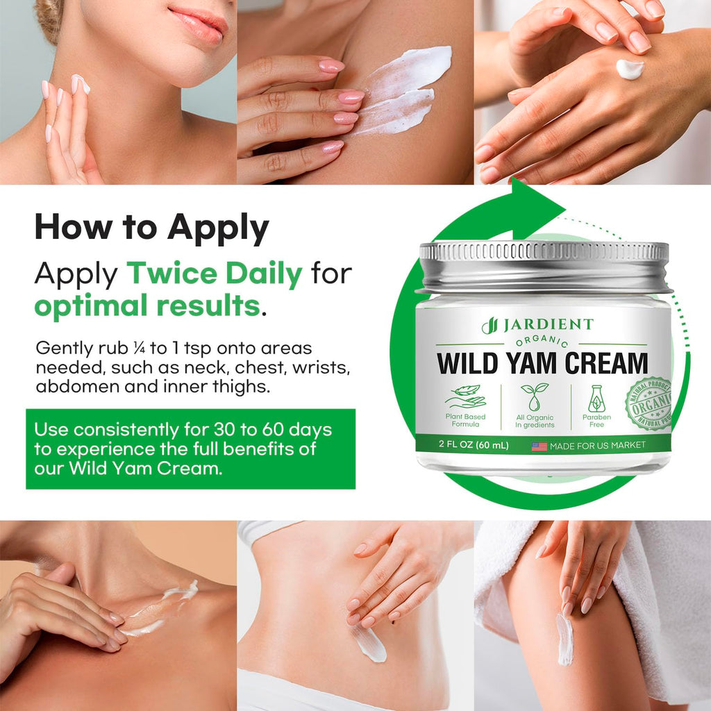 Jardient Wild Yam Cream Hormone Balance: Natural Organic Formula for Menopause Relief & Menstrual Support Like Hot Flashes Night