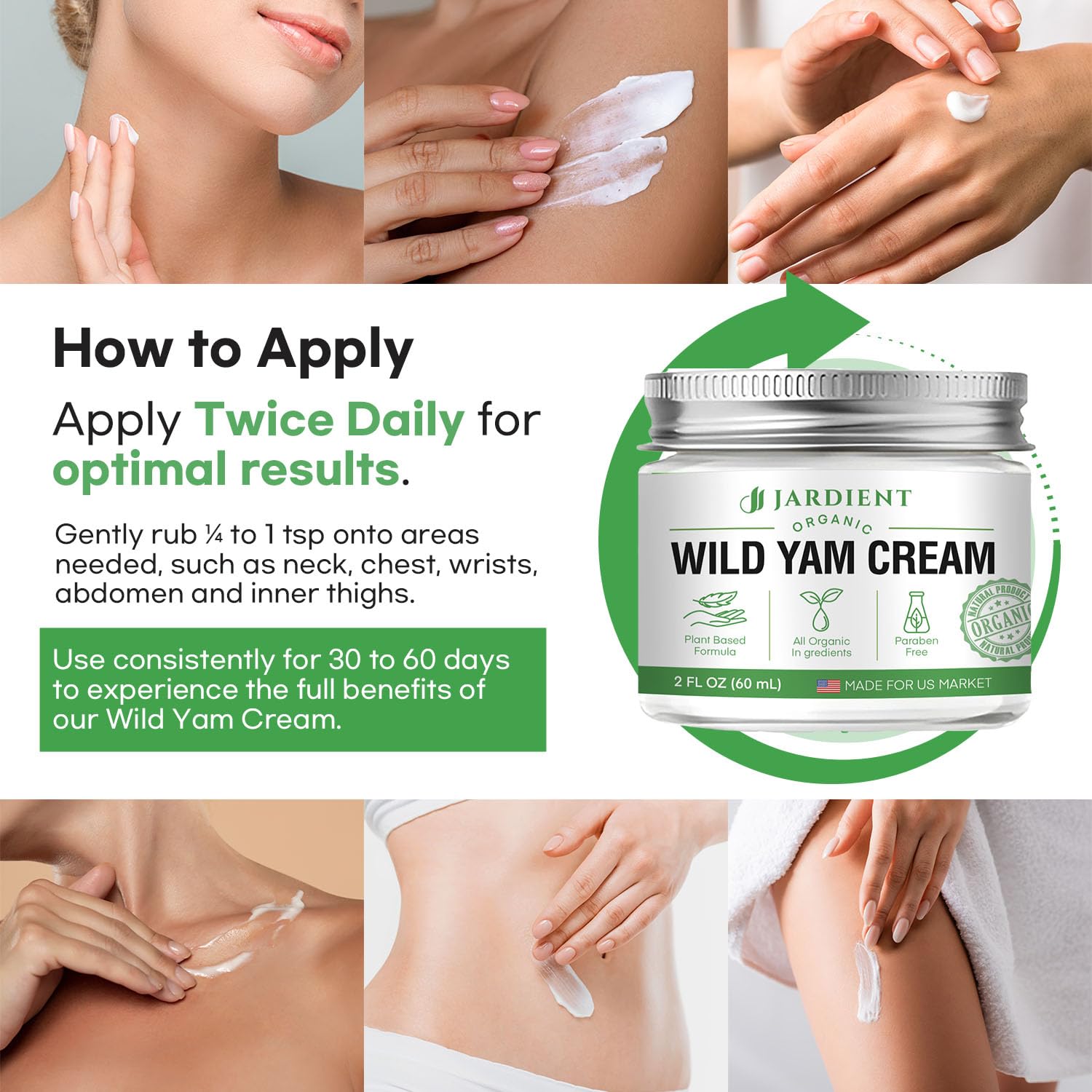 Jardient Wild Yam Cream Hormone Balance: Natural Organic Formula for Menopause Relief & Menstrual Support Like Hot Flashes Night
