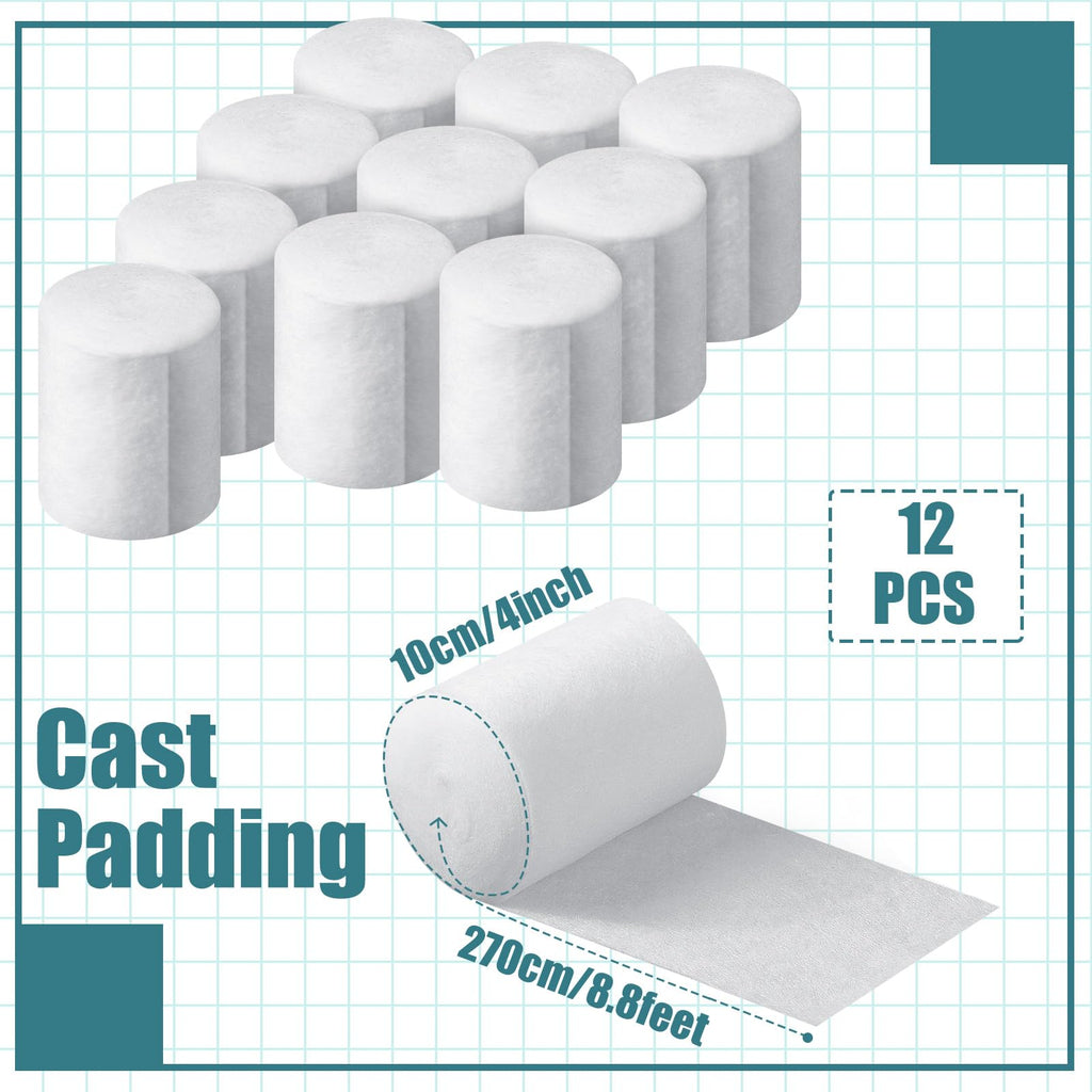 Nuanchu 12 Rolls Cast Padding Individual Pack Soft Cotton Undercast Padding Wrap Use with Plaster Cloth Gauze Bandage for Hallow