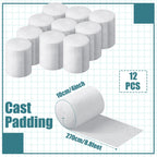 Nuanchu 12 Rolls Cast Padding Individual Pack Soft Cotton Undercast Padding Wrap Use with Plaster Cloth Gauze Bandage for Hallow