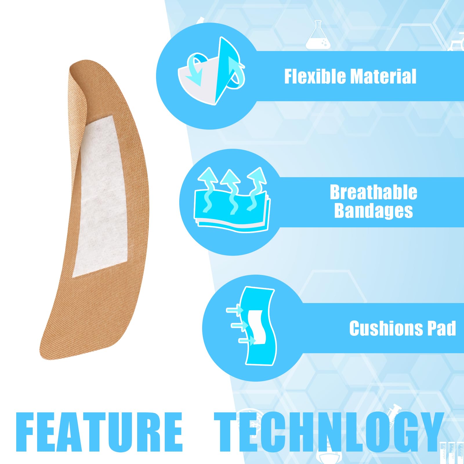 Sinmoe 800 Pcs Large Bandages Bulk Big Flexible Adhesive Wound Care Fabric Bandages for Care and Protect Wounds, 2 x 4 Inch
