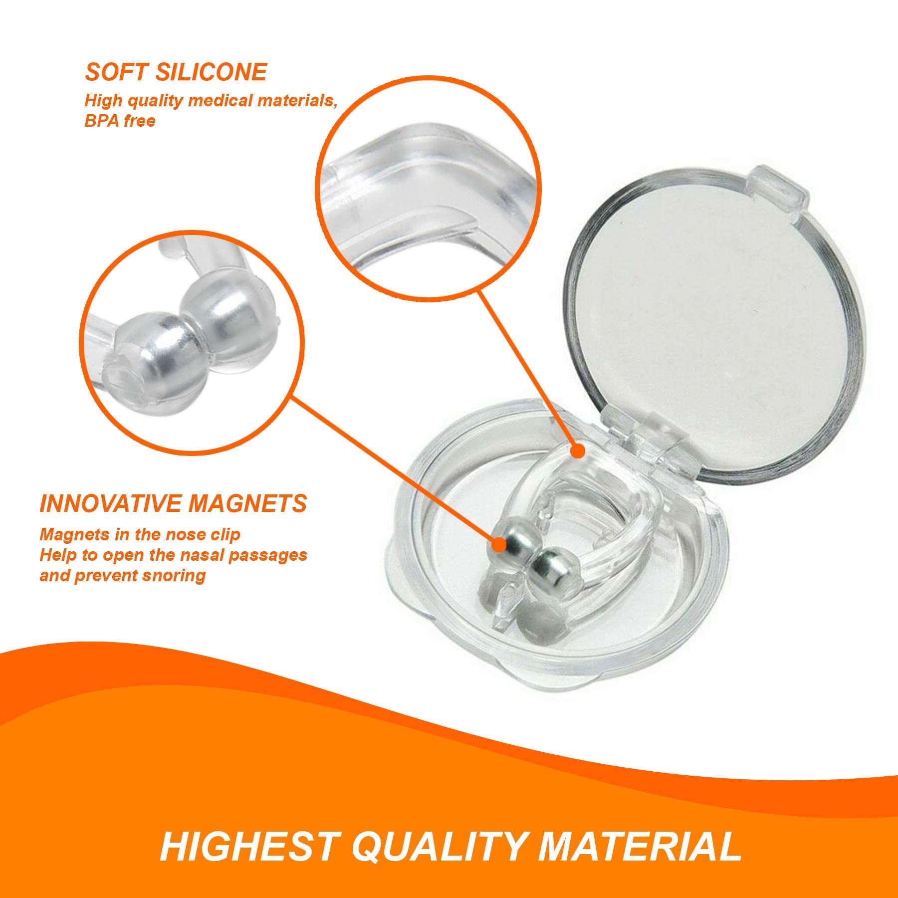 Mobi Lock Magnetic Nasal Clip (Pack of 12) - Silicone Nose Clip - A Simple Solution for Nasal Snorers - Reusable Snoring Device