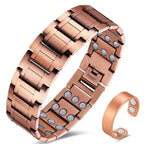 Cigmag 3X Copper Bracelet for Men Triple Ultra Strength Magnets, 99.99% Pure Copper Magnetic Bracelet & Copper Ring Set with Adj