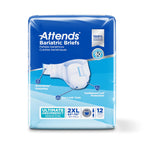 Attends Bariatric Briefs with Advanced DermaDry Technology for Adult Incontinence Care, XX-Large, Unisex, 12 Count
