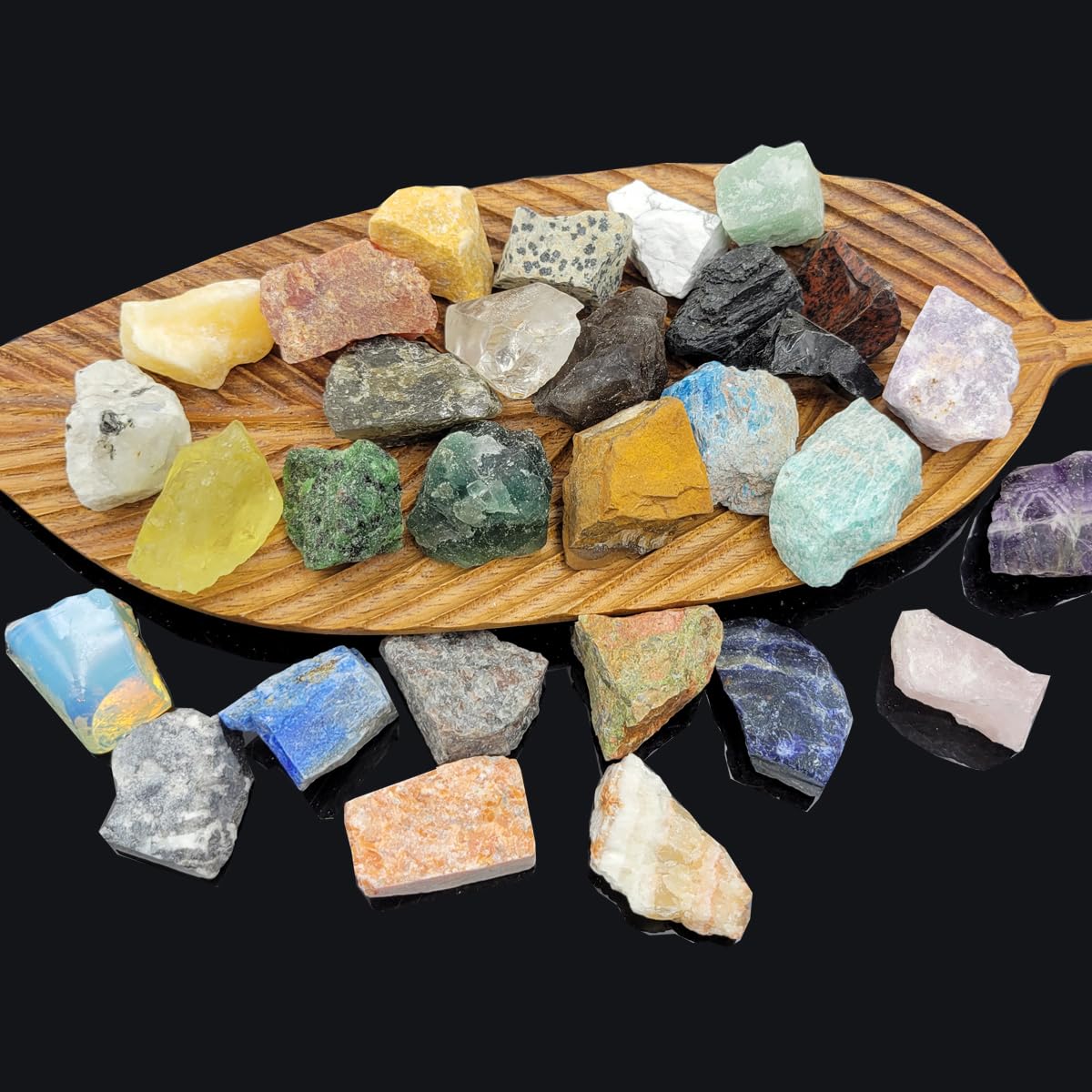 80+Pcs(5lb) Natural Rocks for Tumbling,24+Kinds Bulk Gemstone Raw Crystals Rough Stones for Polishing Wicca & Reiki Crystal Heal