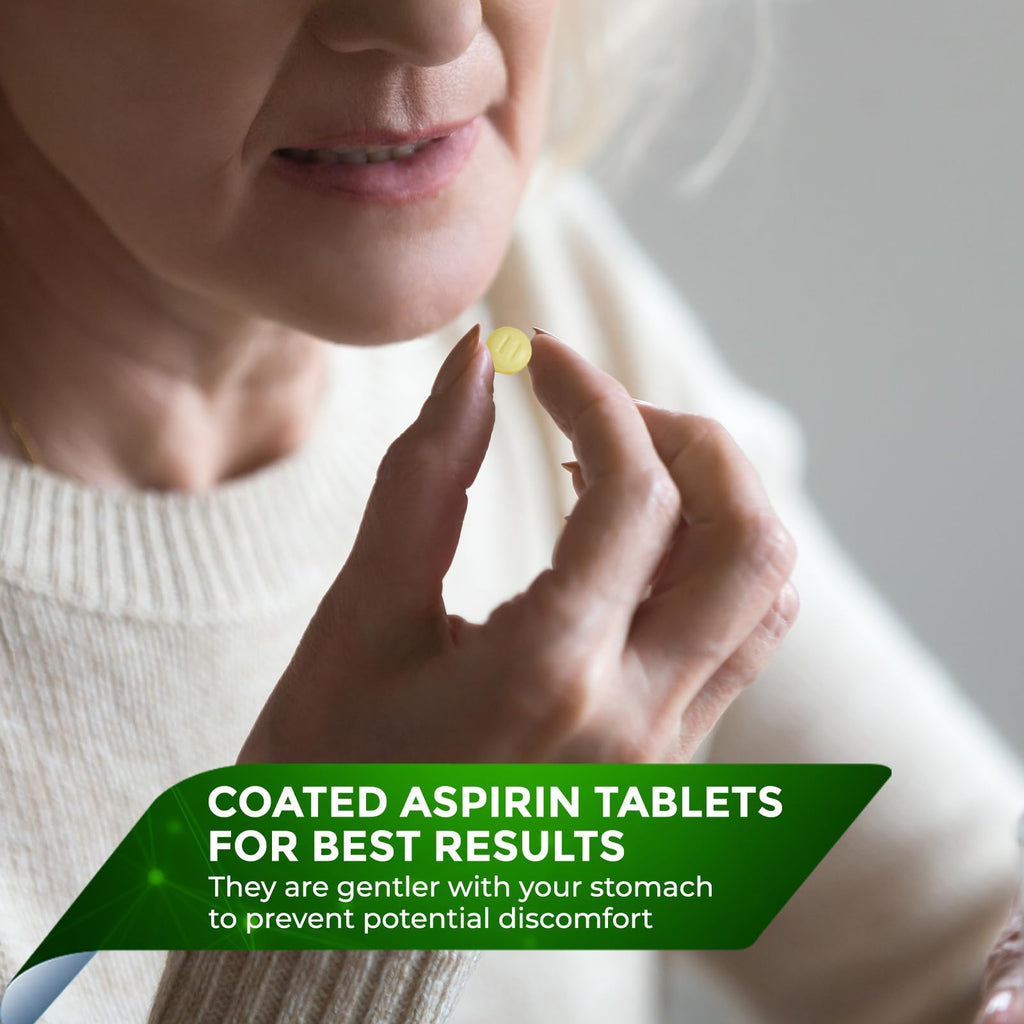 Pure Low Dose Baby Aspirin 81mg for Adults, 100 Count Enteric Coated Aspirin Tablets for Men and Women, Safe Relief for Symtoms