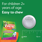 Zyrtec Childrens Dye-Free Chewables for 24 Hour Allergy Relief, 2.5 mg Cetirizine HCl Antihistamine Tablets, Kids Allergy Medic