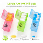 AUVON Weekly Pill Organizer 2 Times a Day, Large 7 Day AM PM Pill Box Organizer, Daily Pill Case with Moisture-Proof & Design Re