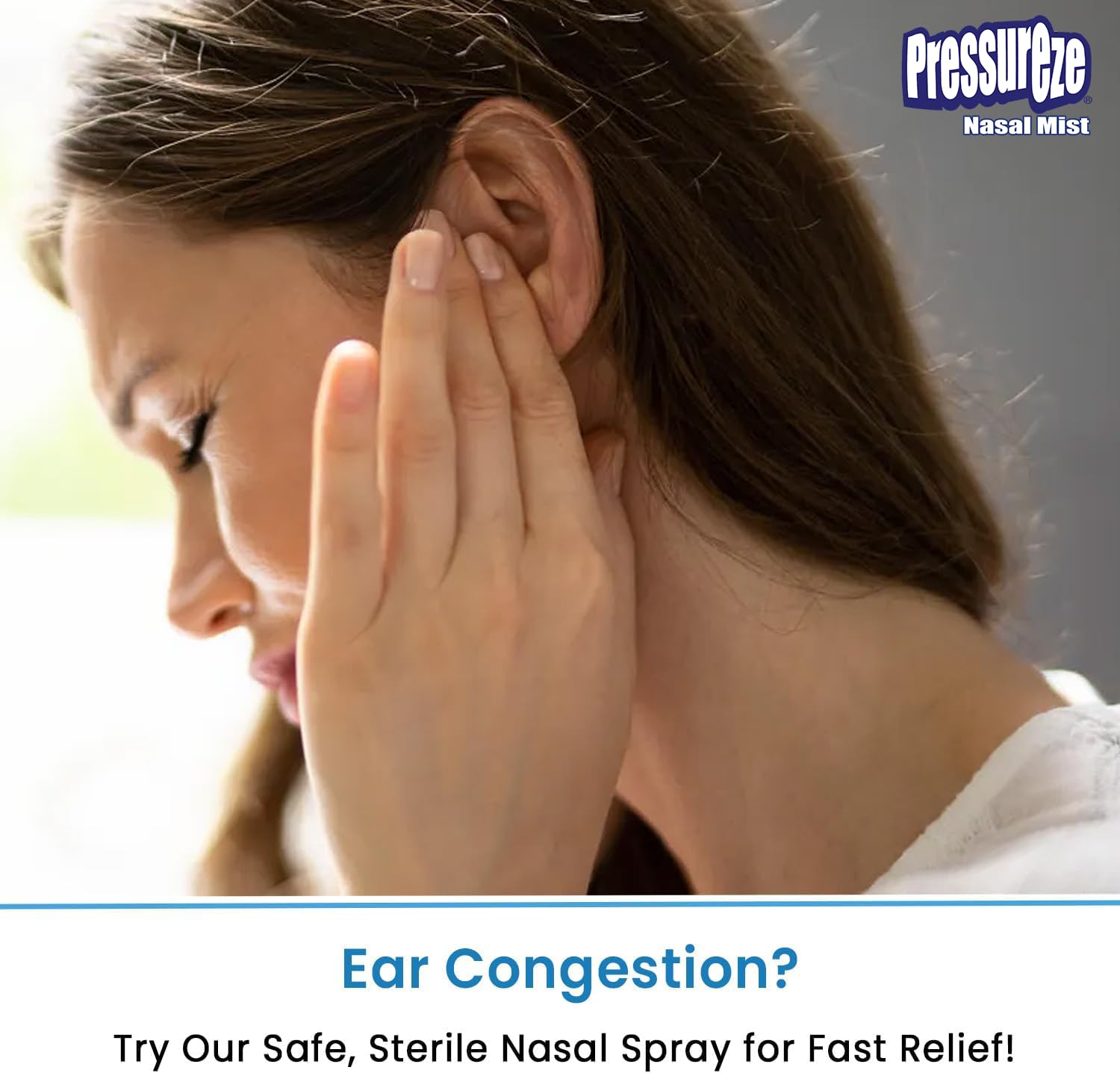 Pressureze Nasal Spray - All Natural Preservative-Free Sterile - Fast Relief Nasal Spray - for Sinus Allergies Congestion Blocke