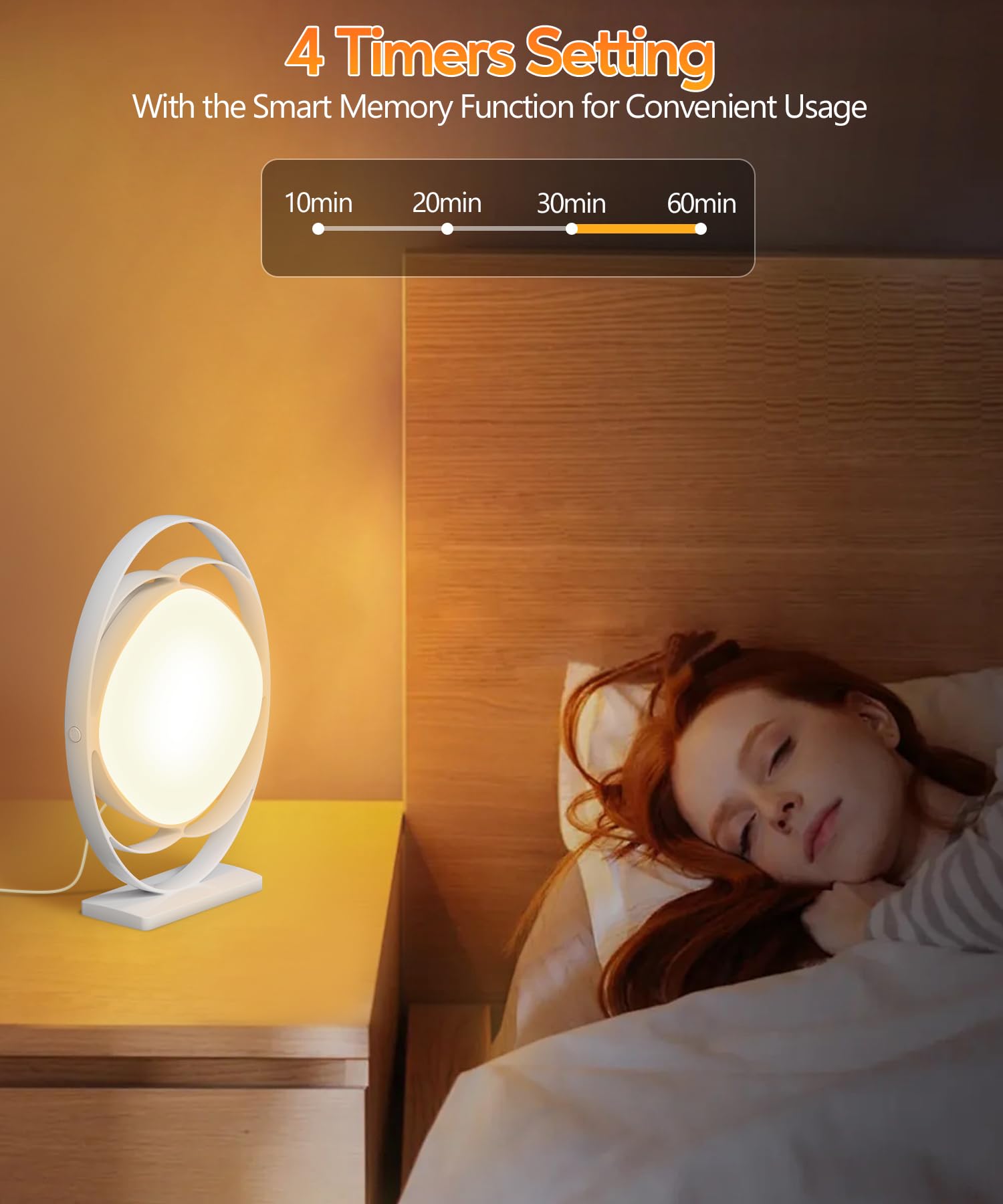 HIBOITEC Light Therapy Lamp - 10000 Lux UV-Free Sun Light With 3 Color Temperature, 5 Adjustable Brightness, Timer & Memory Func