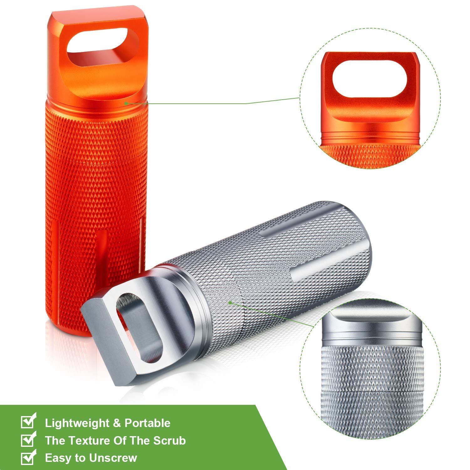 Patelai 4 Pieces Portable Pill Case Waterproof EDC Container Capsule Airtight Aluminum Pill Bottle Keychain Pill Holder Travel P