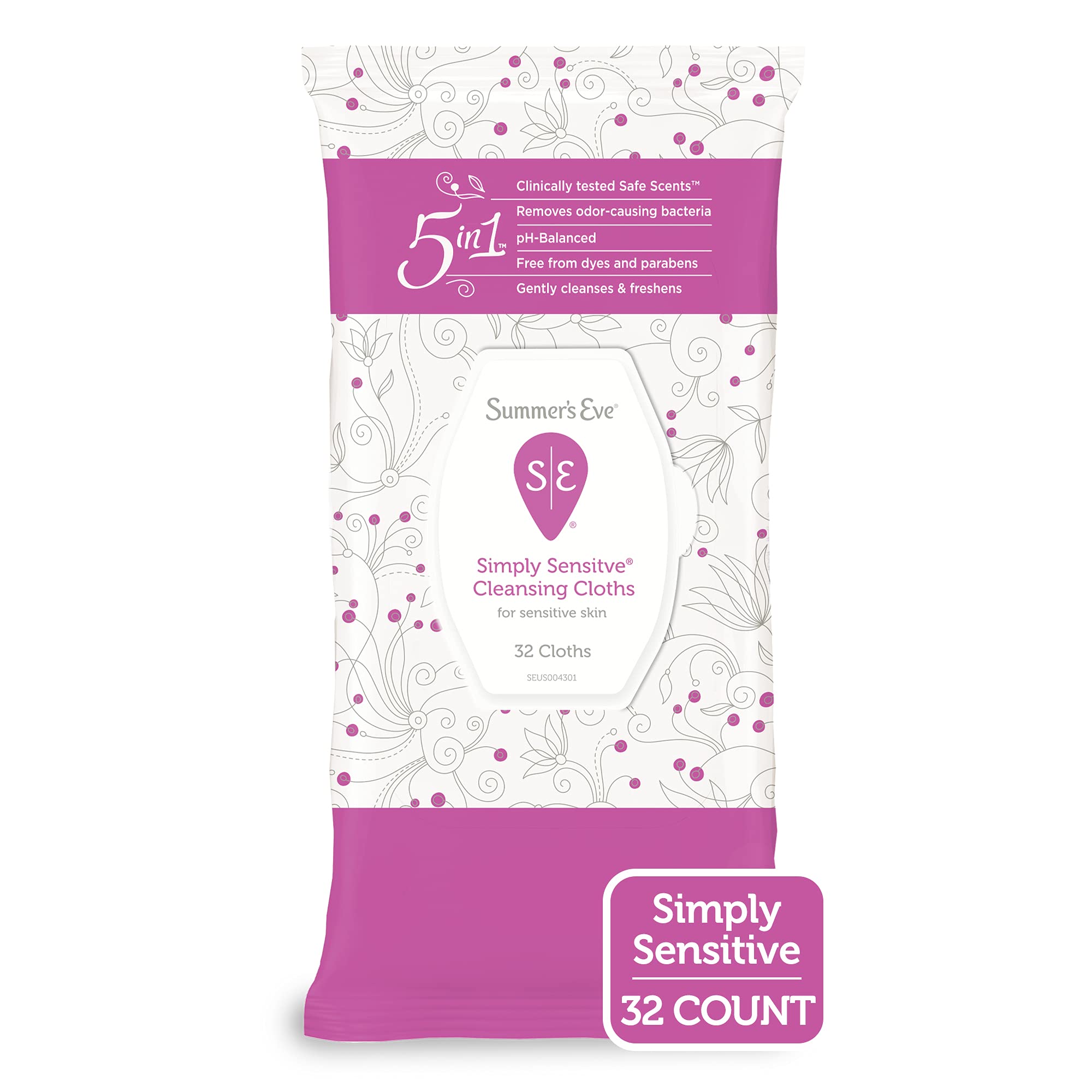 Summer's Eve Cleansing Cloths for Sensitive Skin - 32 ct - 2 pk