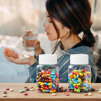 Lamoutor 18Pcs Clear Pill Bottle Plastic Medicine Bottle Empty Reagent Chemical Containers with Caps for Liquid Solid Powder Med