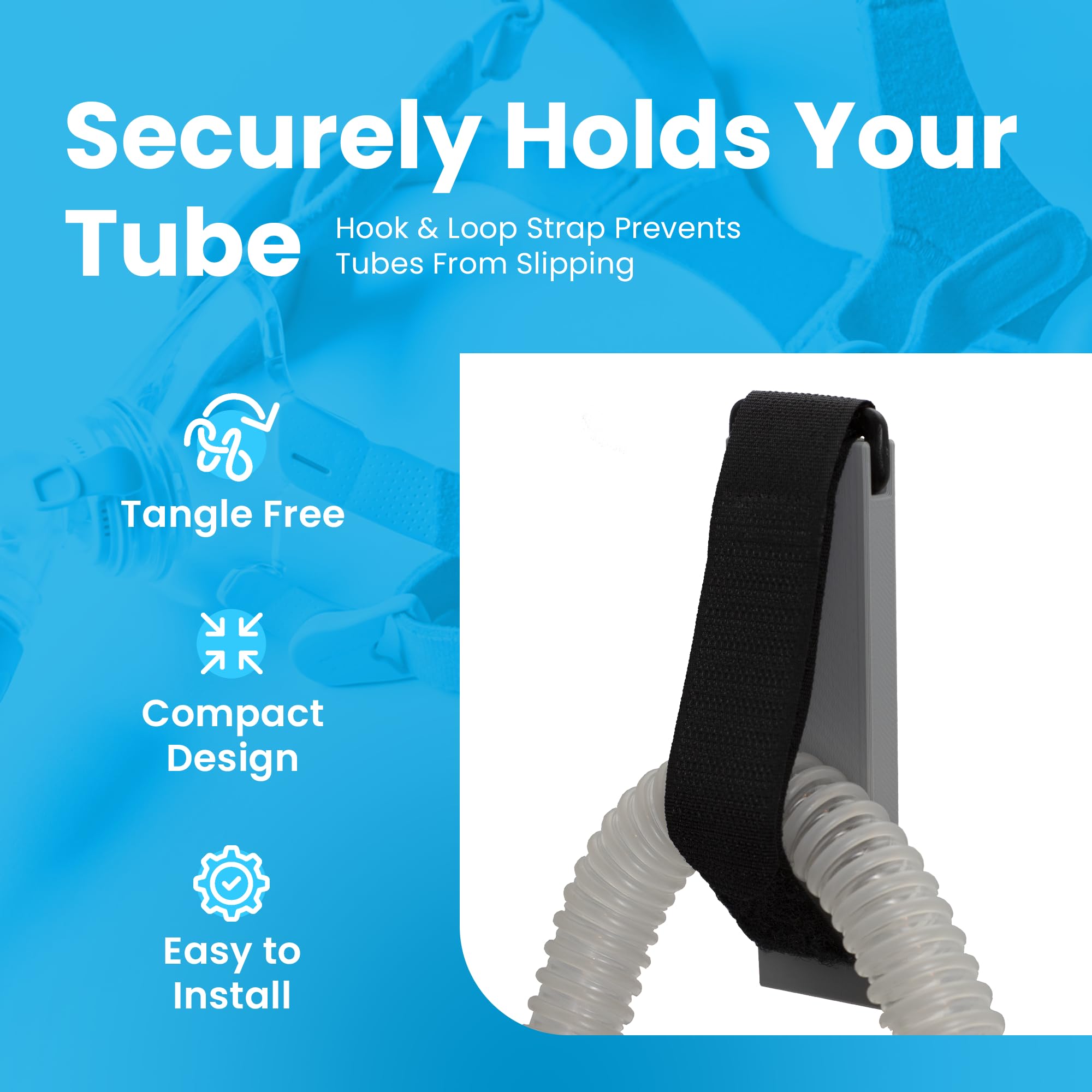 CPAP Tube Holder - for Bed, Wall & Headboard, Perfect for CPAP Machines, Sturdy Hose Hanger, Ideal for Home & Travel, Low Profil