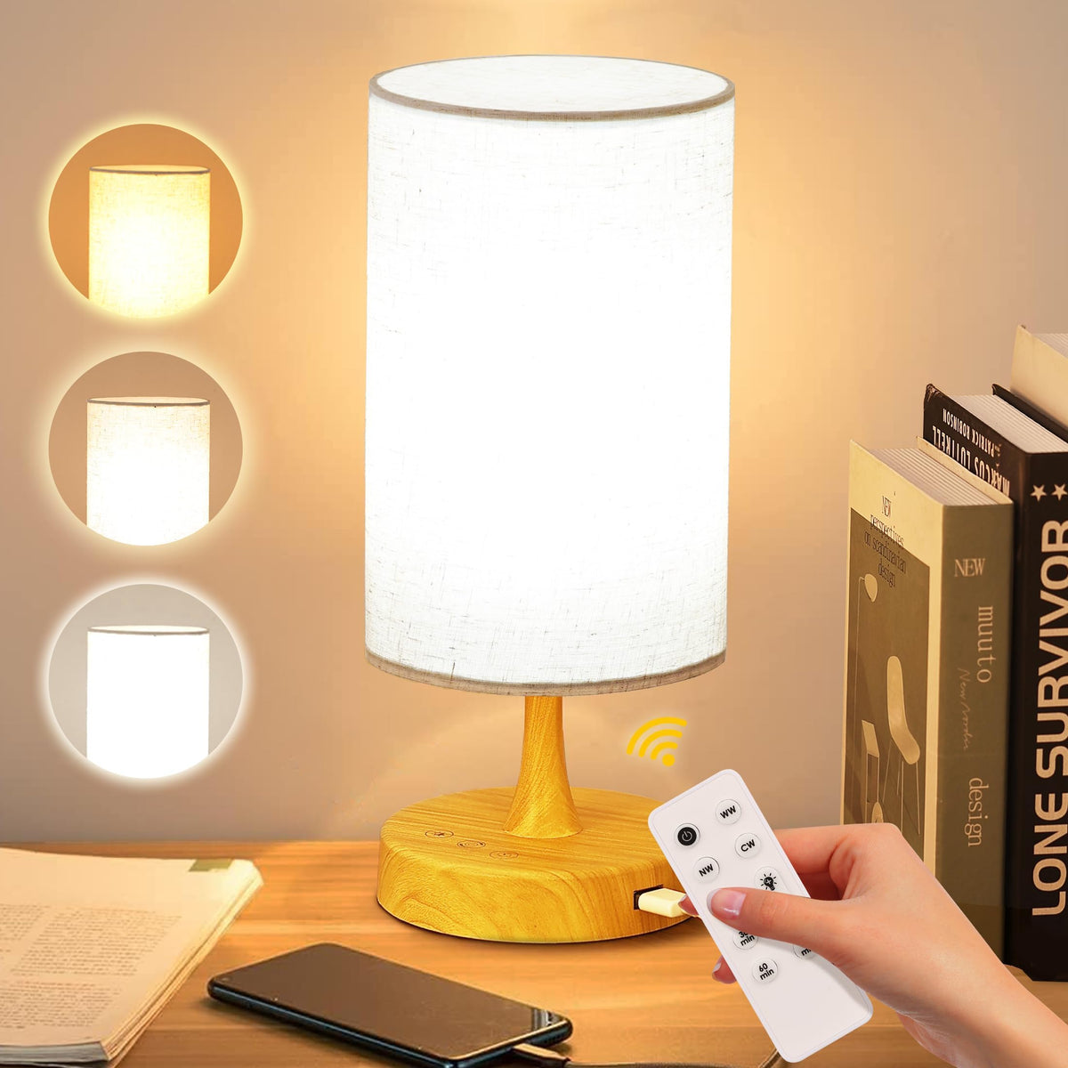 Caromolly Light Therapy Lamp, Sunlight Lamp 10000 Lux with Remote Control, 3 Color Temperature & 4 Brightness Level & Timer, Day