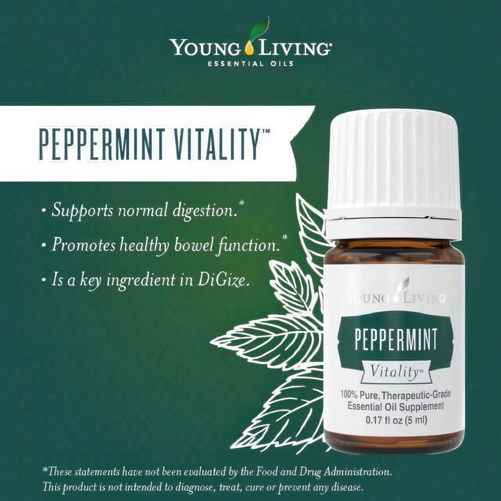 Young Living Peppermint Vitality Essential Oil 5ml - Refreshing Aroma | Health & Wellness | Enhances Culinary Creations with a F