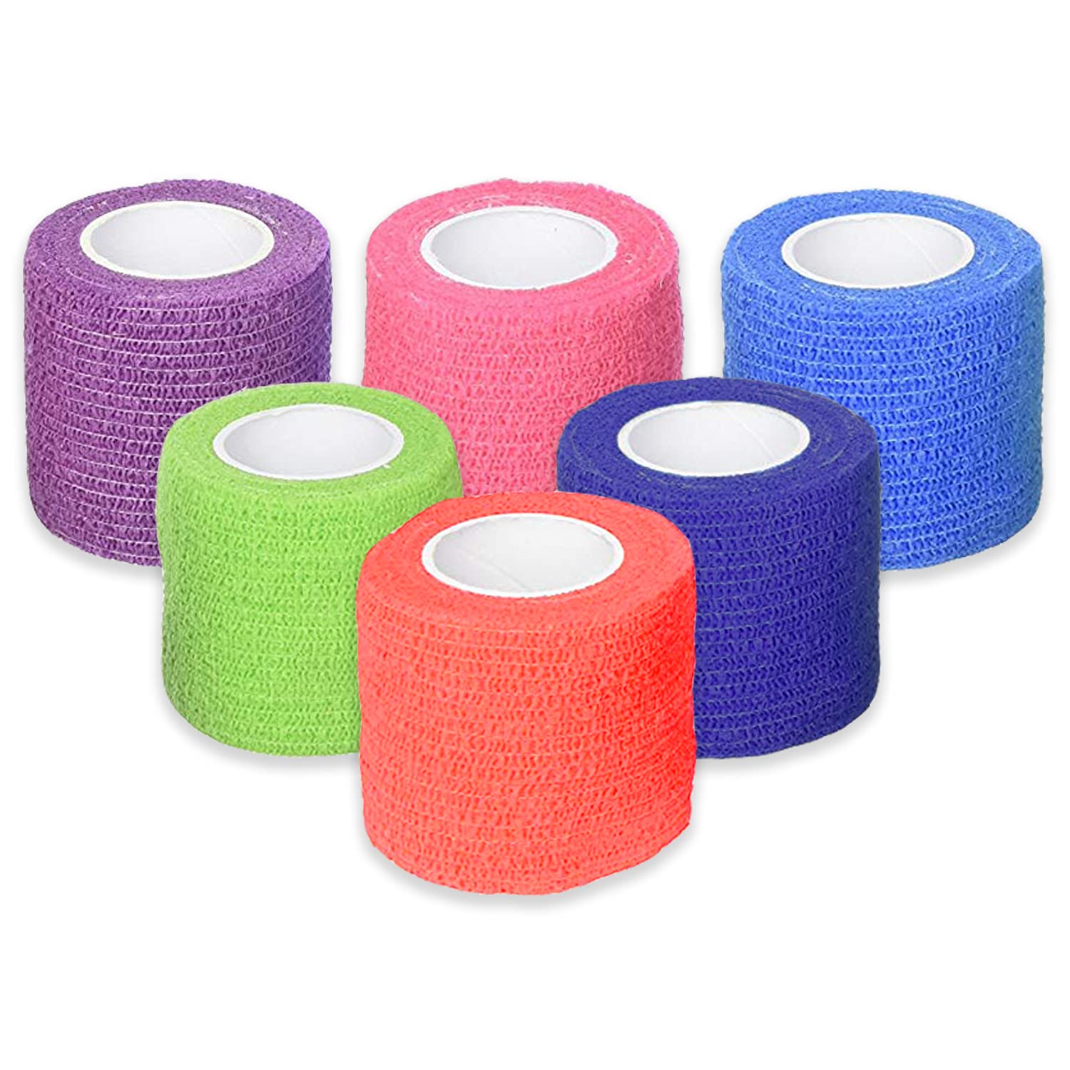 Ever Ready First Aid Self Adherent Cohesive Bandages 2 x 5 Yards - 6 Count, Rainbow Colors