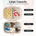 Soleebee Portable 8 Compartments Daily Pill Organizer, Bling Crystal Diamond Pill Box, Small Travel Pill Case, Pill Dispenser, M