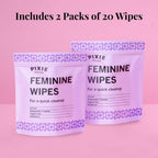 Pixie Feminine Wipes - Flushable, Biodegradable, & Ph Balanced - Best Individually Wrapped Body Wipes for On The Go & Public Bat