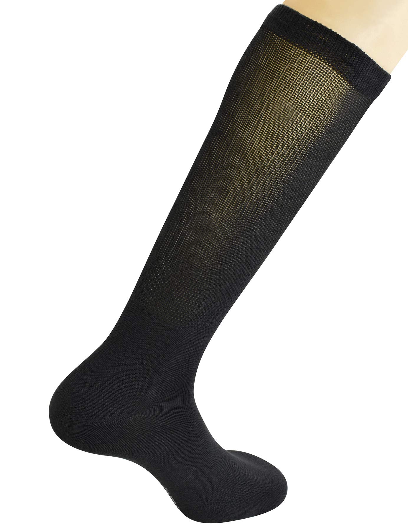 Yomandamor Mens 4 Pairs Over the Calf Super Soft Diabetic/Dress Socks with Seamless Toe