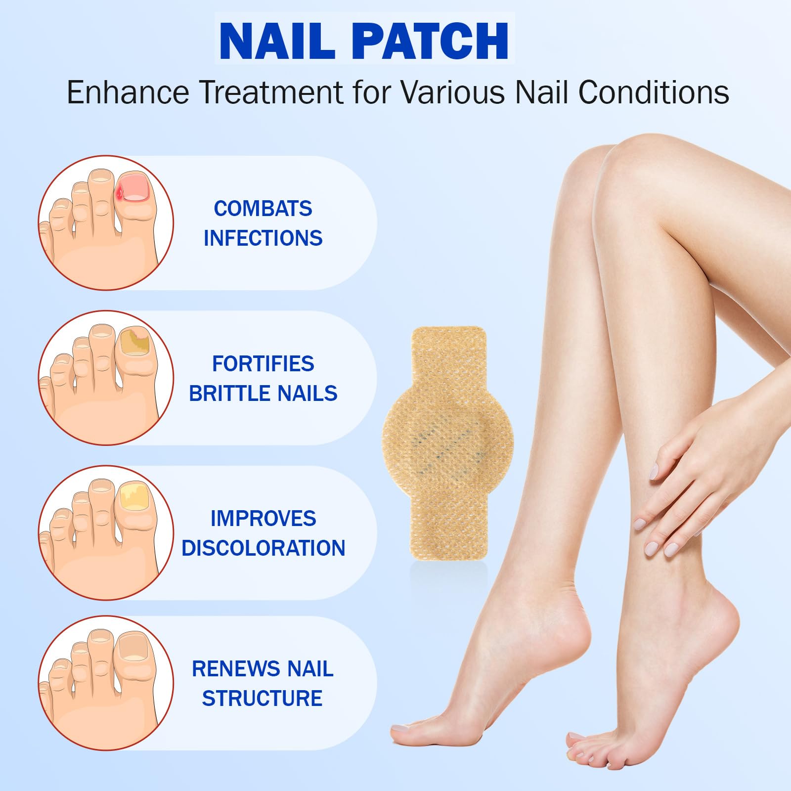 Nail Patches 21 PCS Toenail Treatment Extra Strength 8-Hour Overnight Nail Fast Acting Repair Effortless Hydrogel Nail Care and