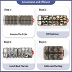 Foldable Weekly Pill Organizer 2 Times a Day with 2 Extra Compartments (Clear Printed Labels) - 7 Day AM PM Medicine Box, Week D