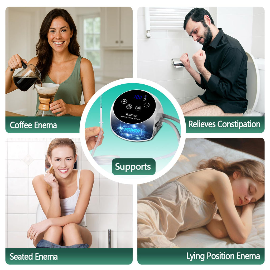 TRAMAN-Enema-Kit, Detox-Enemas for Colon-Cleanse for Women Men, Coffee Enema Coffee-Organic Cleanse Kit, Electric Water Flow Spe